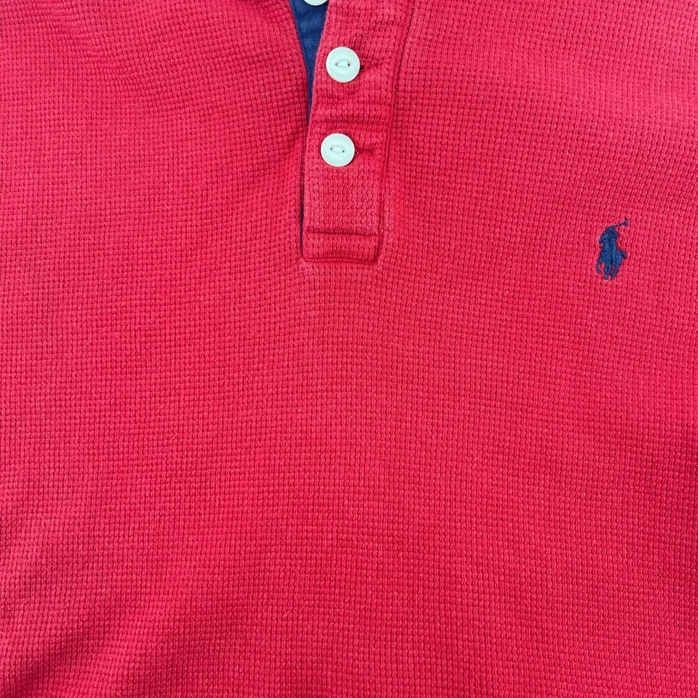 Polo Ralph Lauren Hoodie Waffle Knit Long Sleeve Red Top‎ Youth L